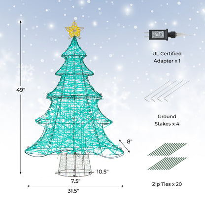 4FT Lighted Christmas Tree with Top Star, Illuminated Christmas Tree Decoration with 520 Warm White LED Lights