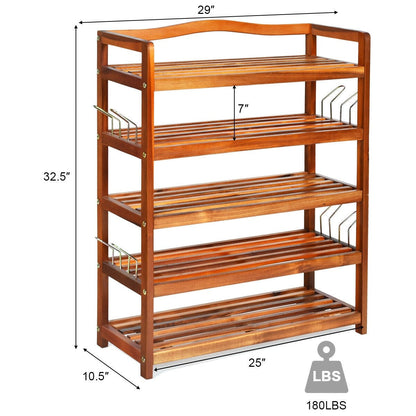 Goflame 5-Tier Wood Shoe Rack Entryway Shoe Shelf Storage Organizer for Hallway, 33"Lx10"Wx32"H