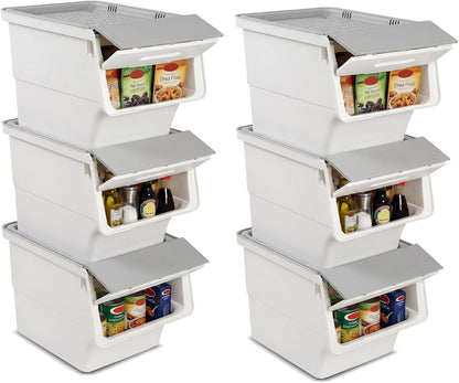 Goflame Plastic Stackable Storage Bins with Lids & Wheels