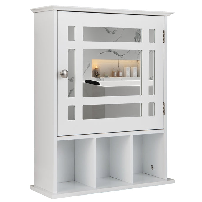 Bathroom Medicine Cabinet with Mirror, Wall Mounted Hanging Storage Organizer with Adjustable Shelf