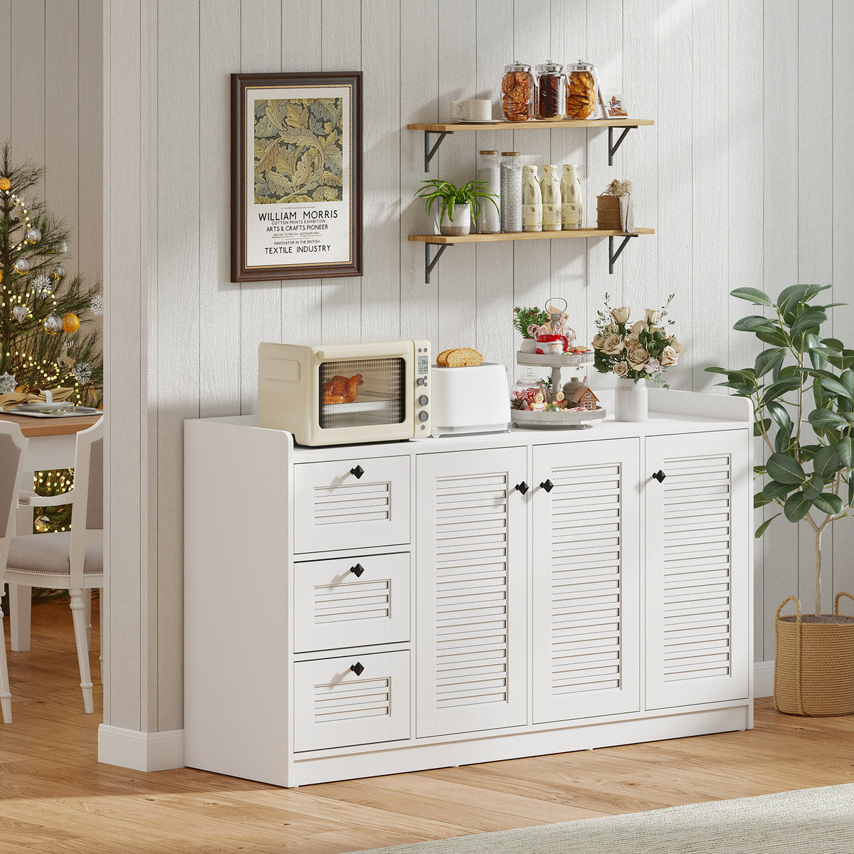 63” Buffet Cabinet with Storage, Large Sideboard with 3 Doors & 3 Drawers