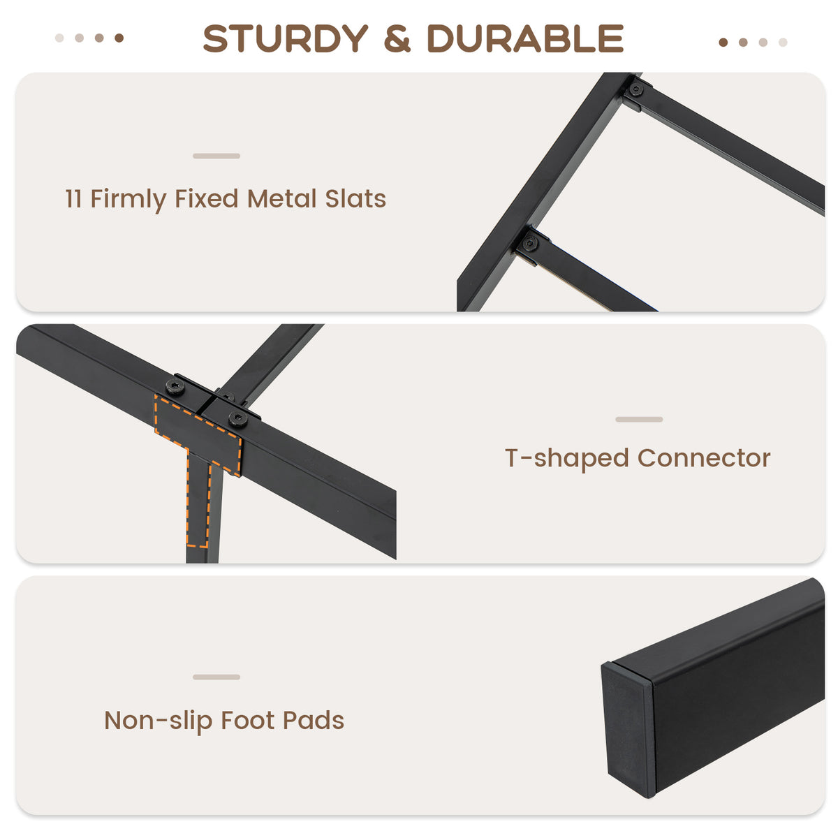 14” Twin Size Bed Frame, Metal Platform Bed Frame with Heavy Duty Steel Slat Support