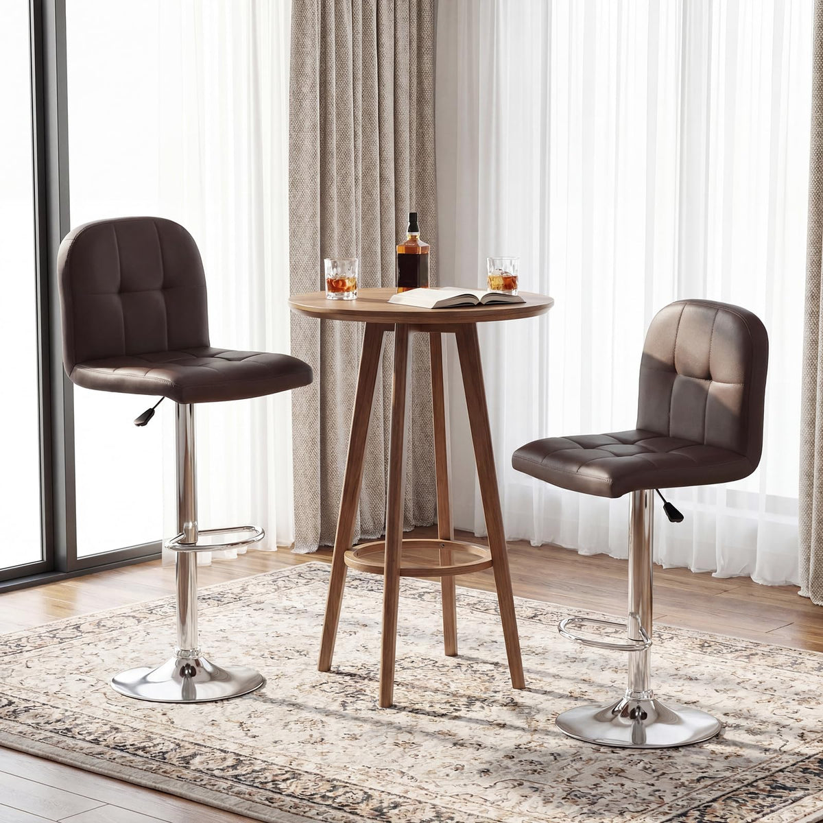 Goflame Height Adjustable Bar Chairs with Back & Footrest Set of 2/4