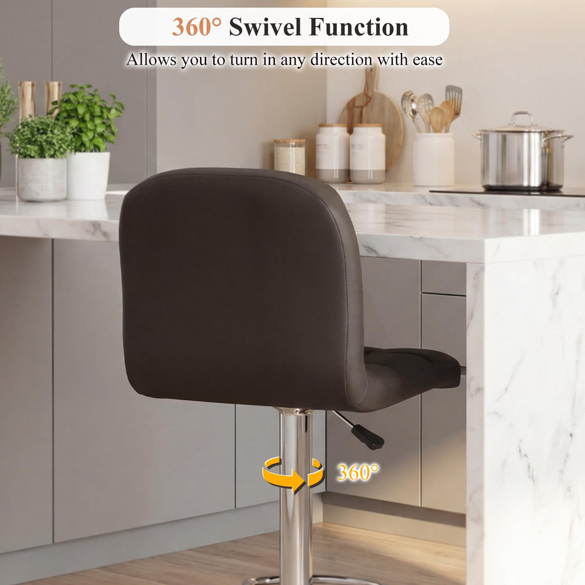 Goflame Height Adjustable Bar Chairs with Back & Footrest Set of 2/4