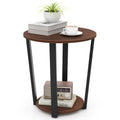 GOFLAME Round 2-Tier End Table with Storage Shelf Metal Frame for Bedroom Living Room