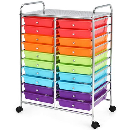 Goflame Storage Drawer Carts, 20-Drawer Organizer, Utility Cart on Wheels