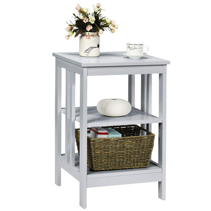 Goflame Nightstand 3-Tier Sofa Side Table W/Reinforced Bars and Stable Structure