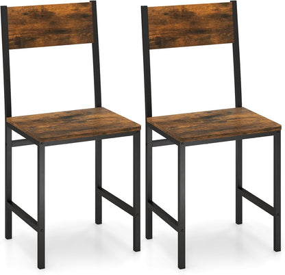 Goflame Dining Chairs Set, Industrial Kitchen Chairs with Metal Legs, Slanted Back