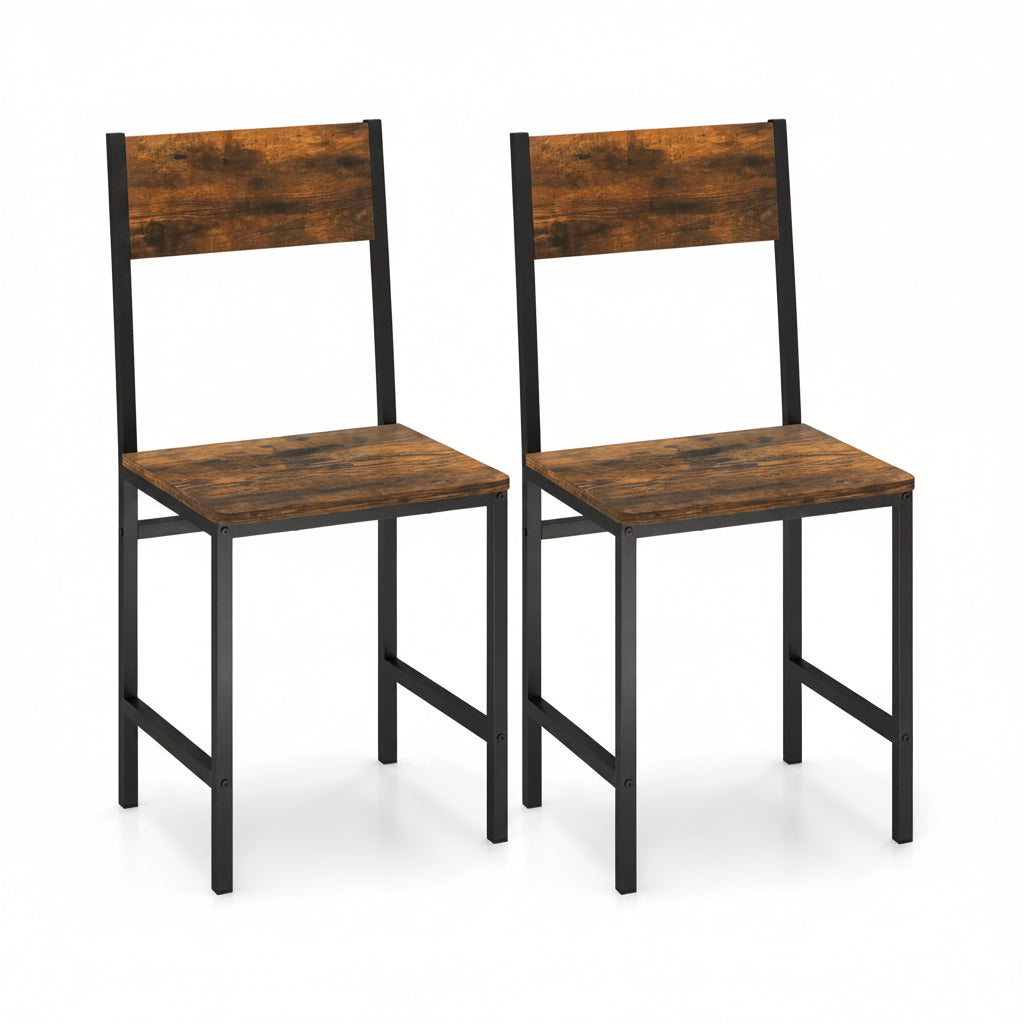Goflame Dining Chairs Set, Industrial Kitchen Chairs with Metal Legs, Slanted Back