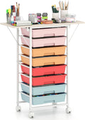 GOFLAME Rolling Storage Cart with Foldable Wooden Top