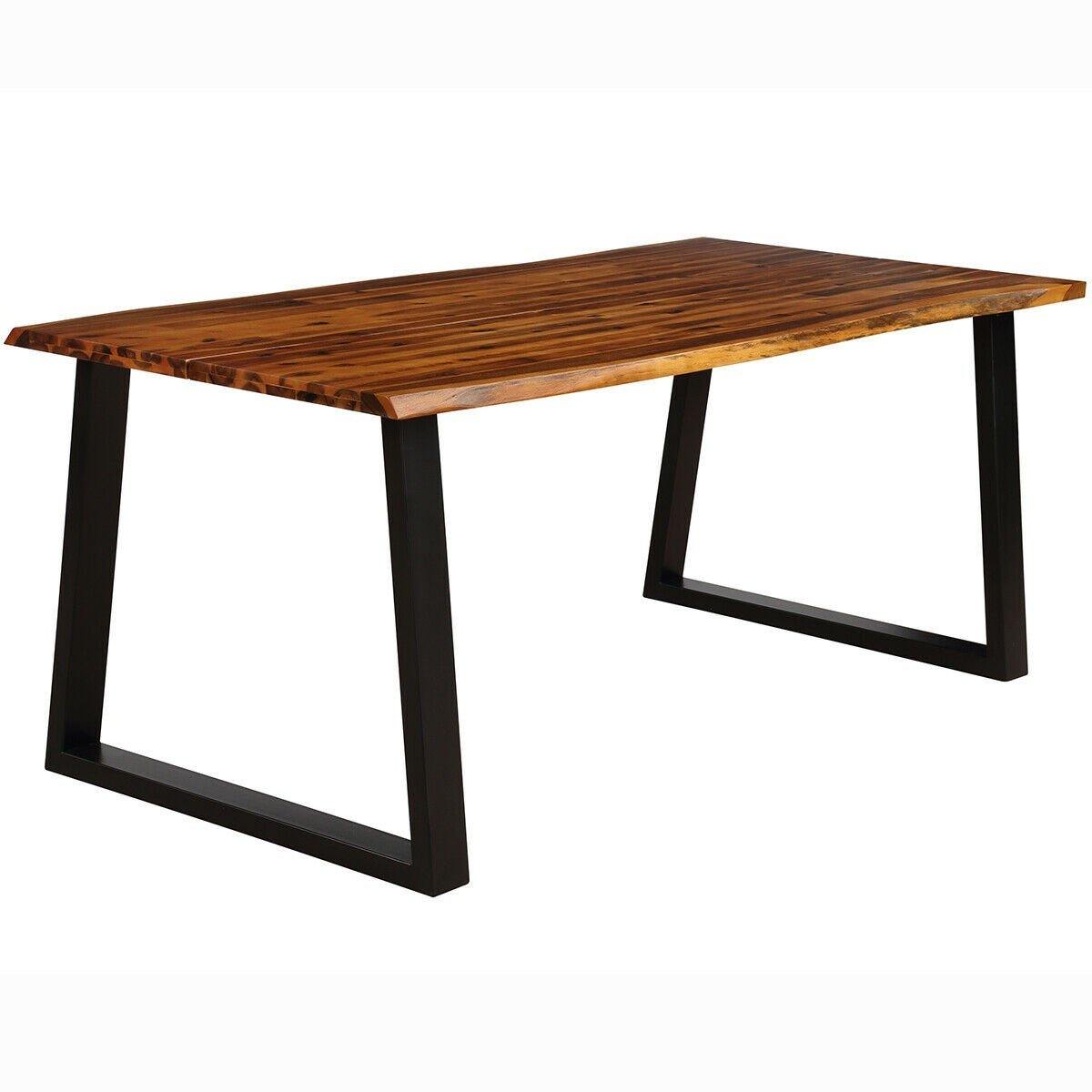 Rectangular Acacia Wood Dining Table Rustic Indoor &Outdoor Furniture - Goflameus