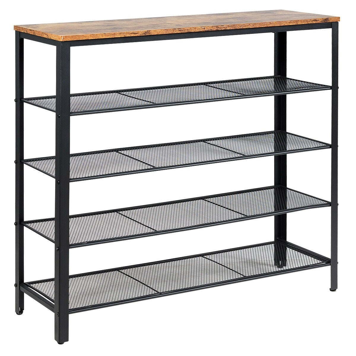 5-Tier Shoe Rack, Industrial Metal Shoe Storage Organizer - Goflameus