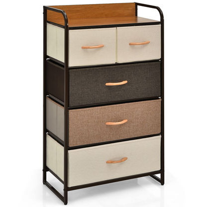 Goflame Sturdy Steel Frame & Wooden Top Vertical Organizer Unit for Closets, Bedroom Utility Dresser Chest (23 x 11.5 x 39 inch)
