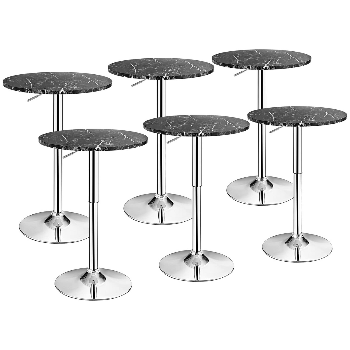 Goflame Round Pub Table Height Adjustable, 360 Degree Swivel Cocktail Pub Table, Office Bar Table