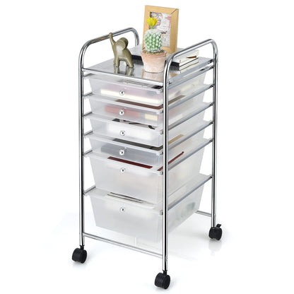 6 Storage Drawer Cart Rolling Organizer Cart, Clean - Goflame
