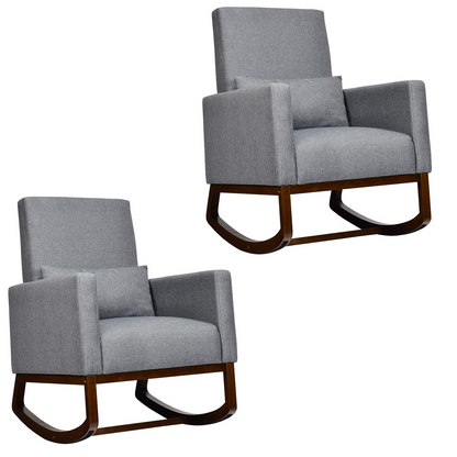 Goflame Upholstered Rocking Chair, Modern High Back Armchair
