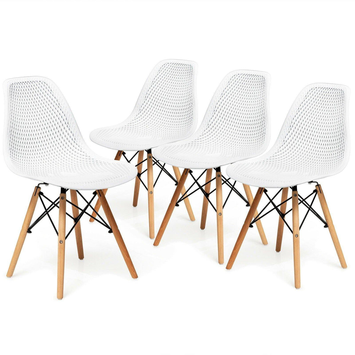Goflame Set of 2 or 4 Modern Dining Chairs, Shell PP Lounge Side Chairs w/ Mesh Design - Goflameus