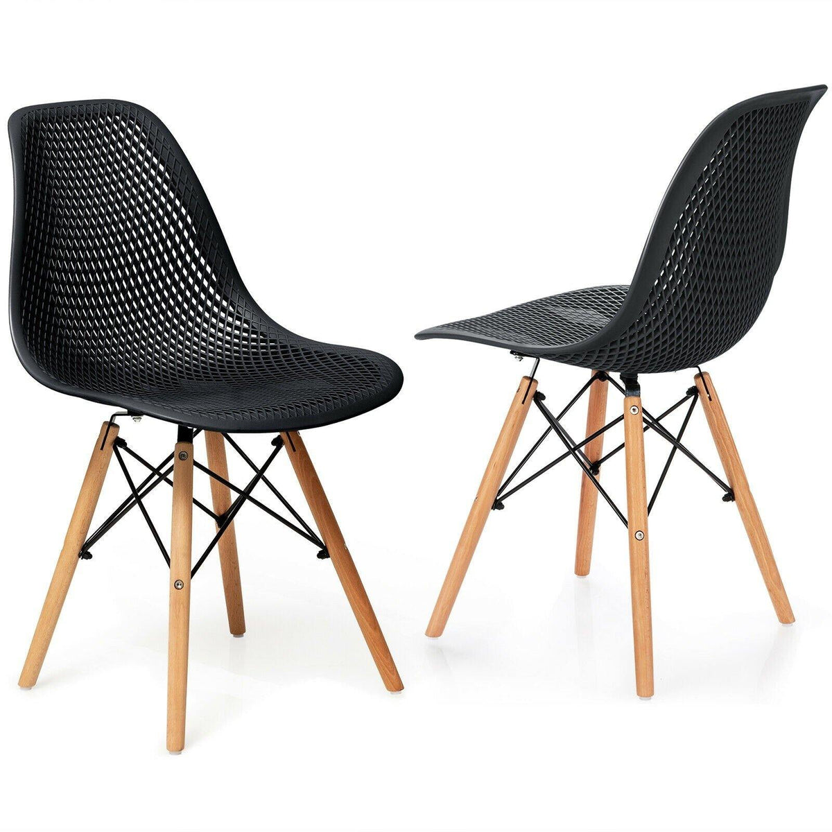 Goflame Set of 2 or 4 Modern Dining Chairs, Shell PP Lounge Side Chairs w/ Mesh Design - Goflameus