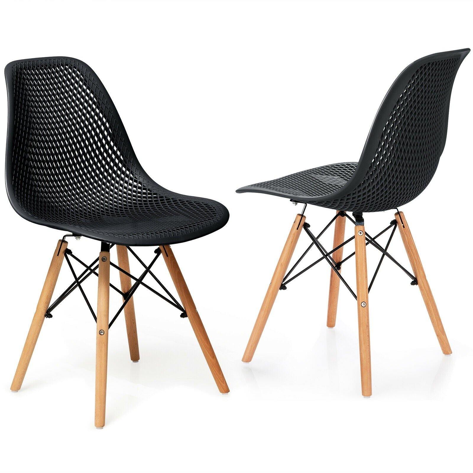 Goflame Set of 2 or 4 Modern Dining Chairs, Shell PP Lounge Side Chairs w/ Mesh Design - Goflameus