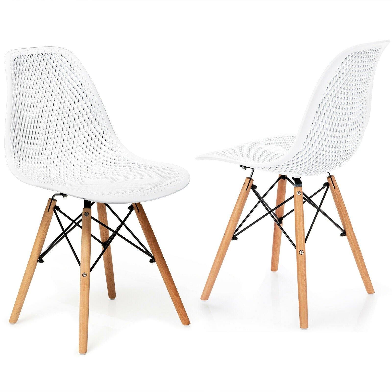 Goflame Set of 2 or 4 Modern Dining Chairs, Shell PP Lounge Side Chairs w/ Mesh Design - Goflameus
