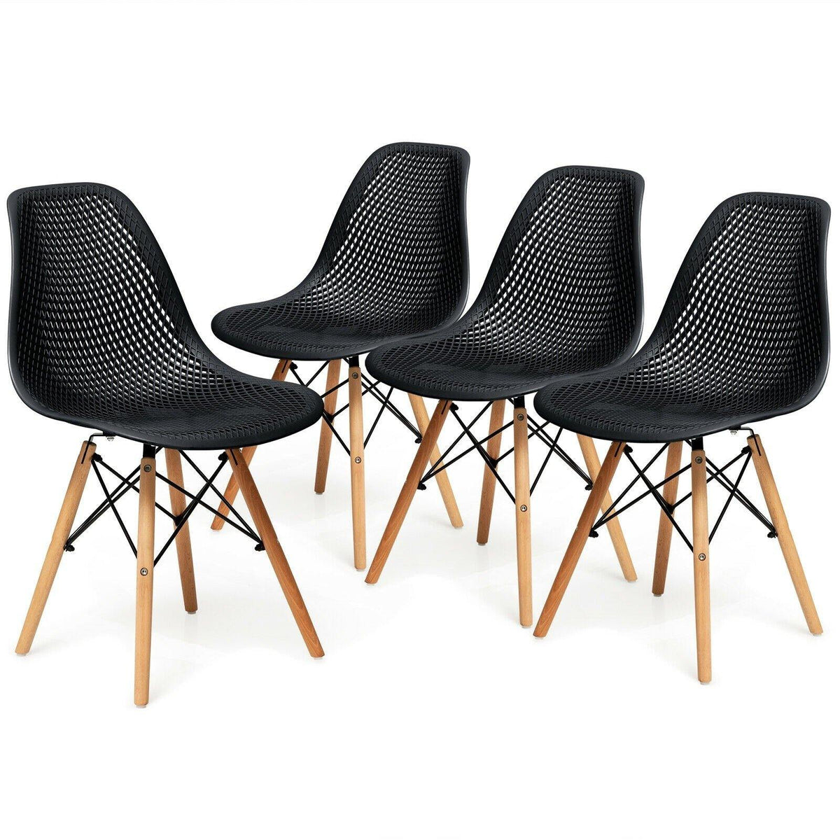 Goflame Set of 2 or 4 Modern Dining Chairs, Shell PP Lounge Side Chairs w/ Mesh Design - Goflameus