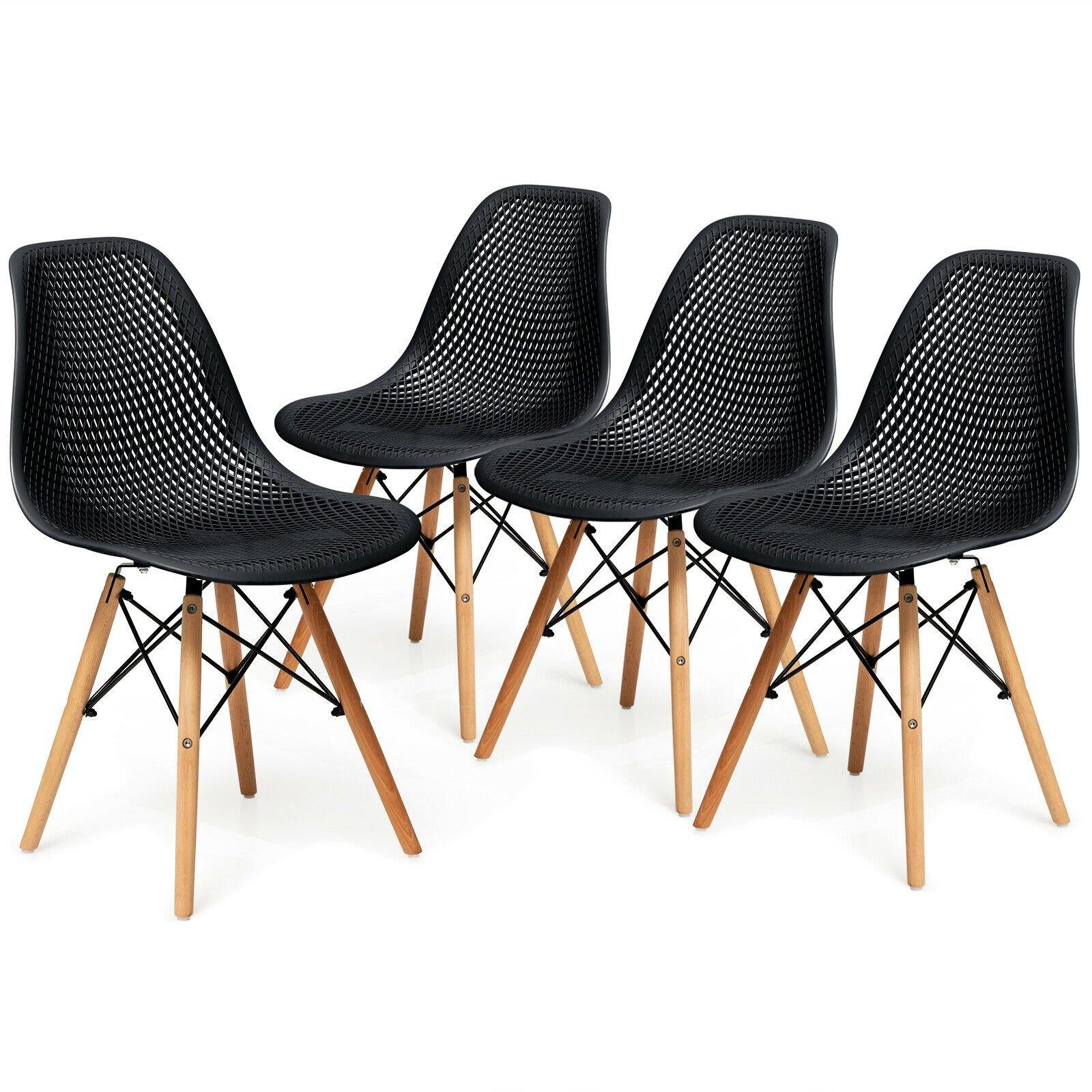 Goflame Set of 2 or 4 Modern Dining Chairs, Shell PP Lounge Side Chairs w/ Mesh Design - Goflameus