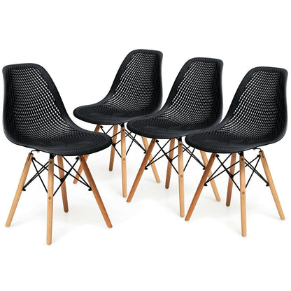 Goflame Set of 2 or 4 Modern Dining Chairs, Shell PP Lounge Side Chairs w/ Mesh Design - Goflameus