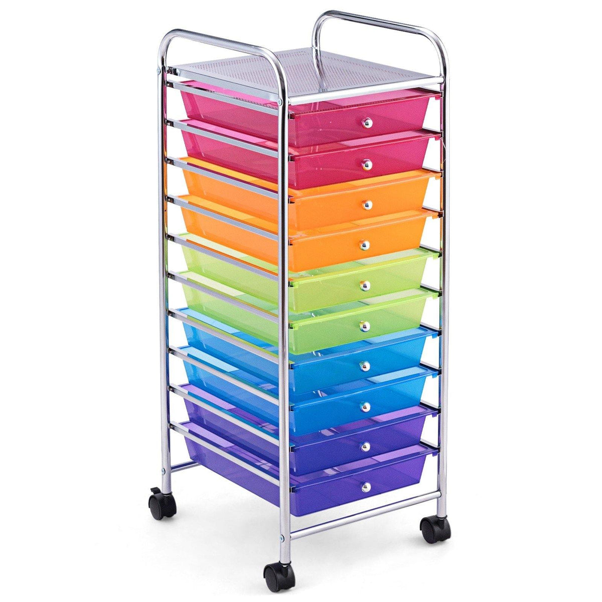 10 Drawer Rolling Storage Cart Scrapbook Paper Office School Organizer - Goflameus