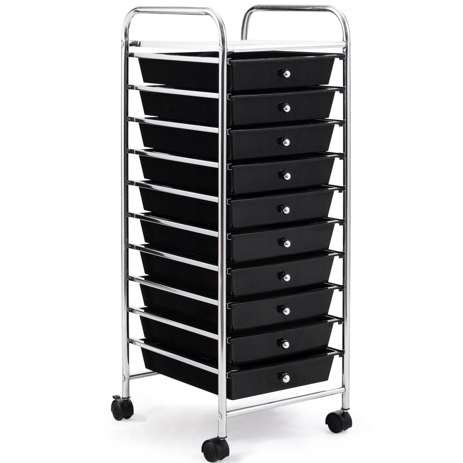 10 Drawer Rolling Storage Cart Scrapbook Paper Office School Organizer - Goflameus