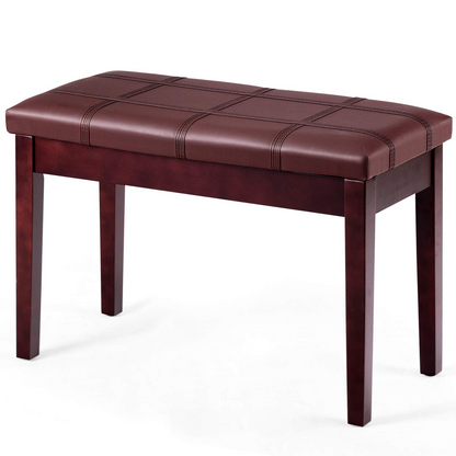 Goflame Wooden Duet Piano Bench with Padded Cushion and Music Storage
