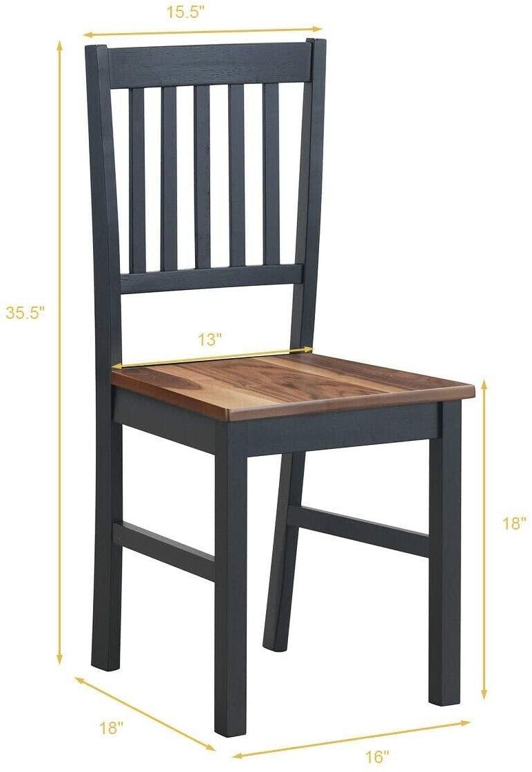 Goflame Set of 4 Wood Dining Chairs, Whitesburg Dining Room Side Chair w/ Wide Seat,Black - Goflameus