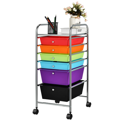 Goflame 6 Storage Drawer Cart Rolling Organizer Cart for Tools