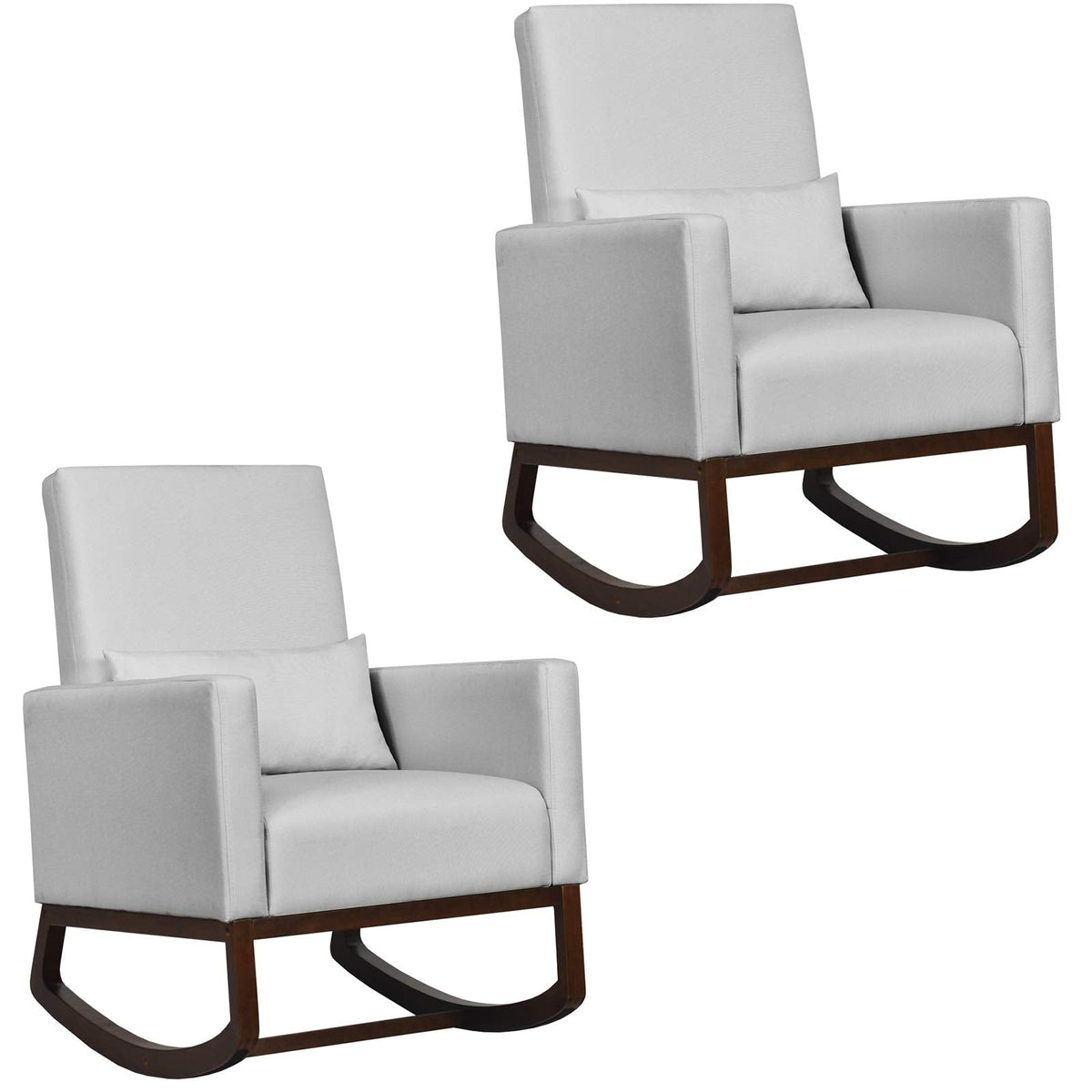 Goflame Upholstered Rocking Chair, Modern High Back Armchair