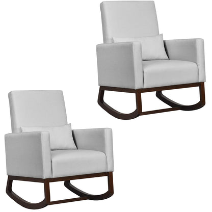 Goflame Upholstered Rocking Chair, Modern High Back Armchair