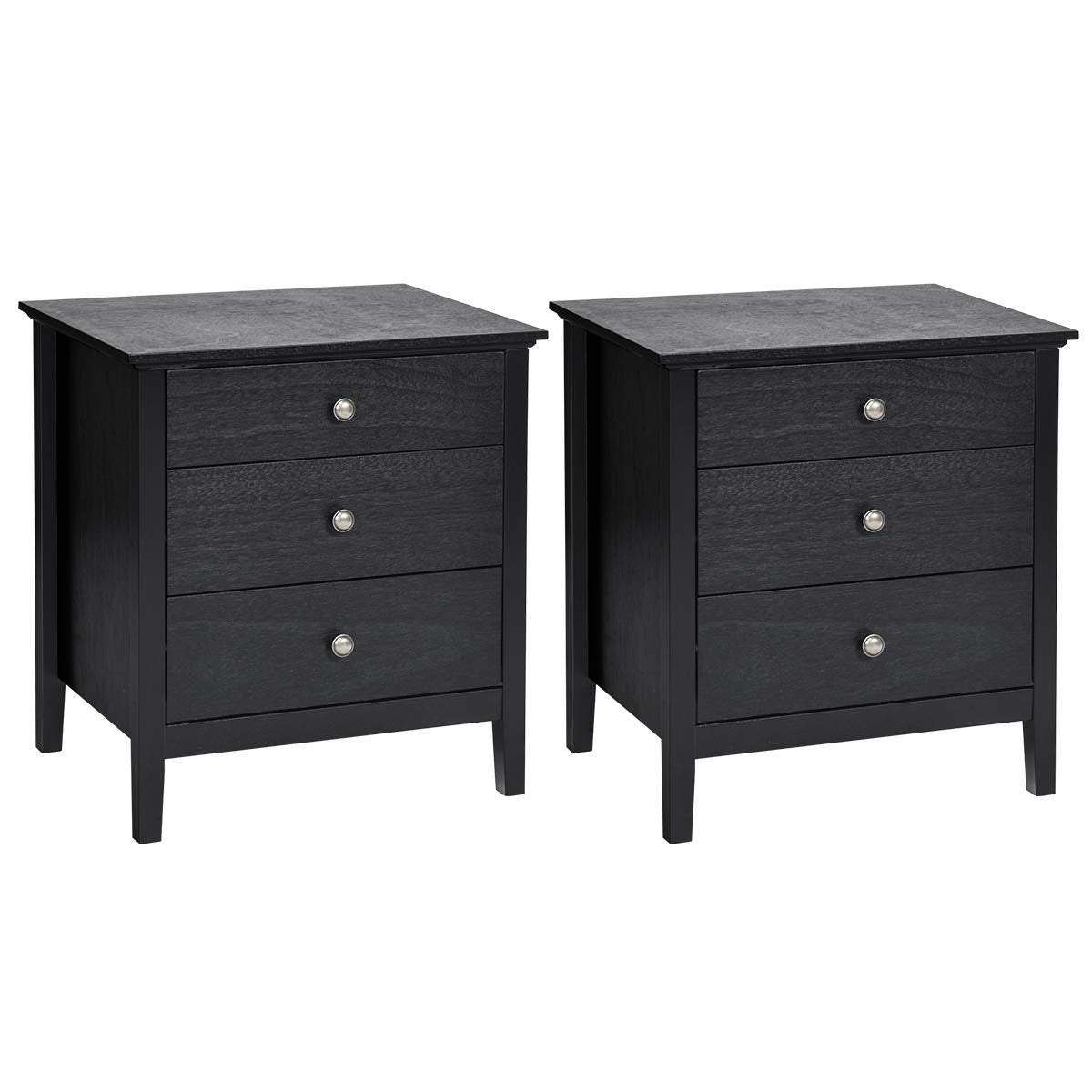 Goflame Nightstand with Drawers Solid Structure Side Table for Storage Bedroom