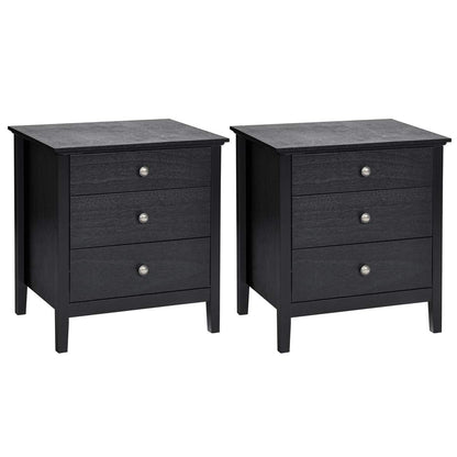 Goflame Nightstand with Drawers Solid Structure Side Table for Storage Bedroom