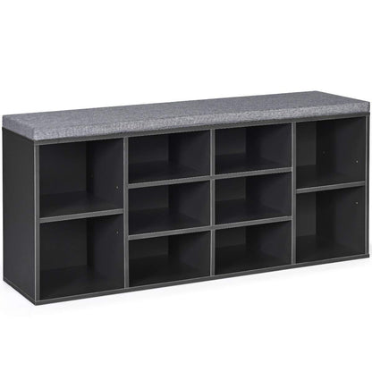 Goflame Shoe Storage Bench with Cushion, Entryway Shoe Rack Bench