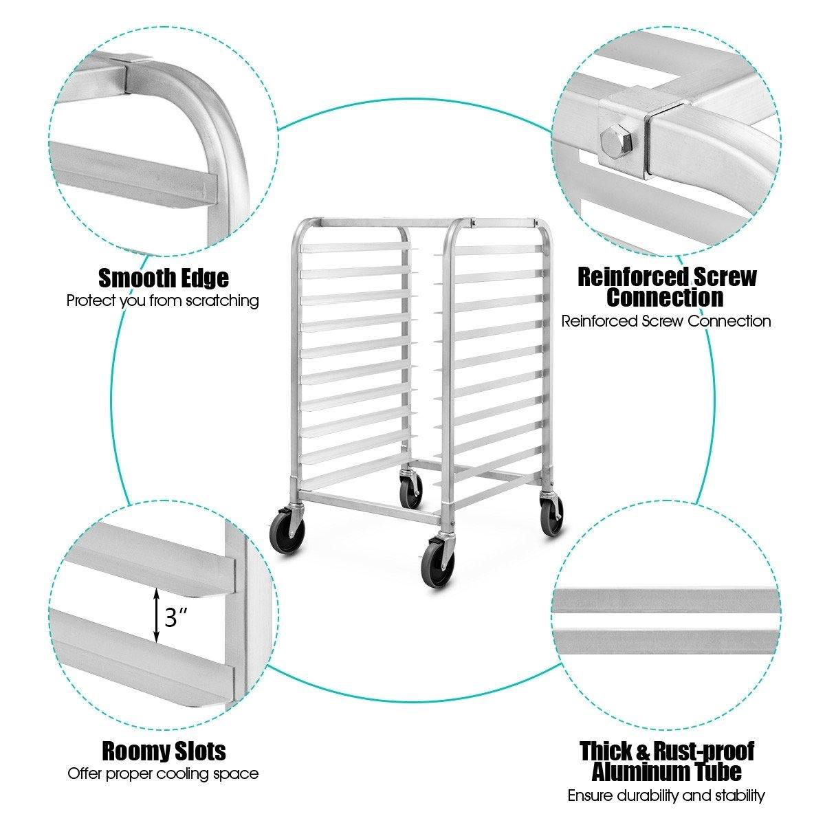 10 Tier Aluminum Bakery Rack Home Commercial Kitchen Bun Pan - Goflameus