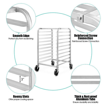 10 Tier Aluminum Bakery Rack Home Commercial Kitchen Bun Pan - Goflameus