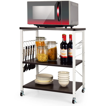 Goflame Kitchen Baker's Rack 3-Tier Microwave Cart on Wheels