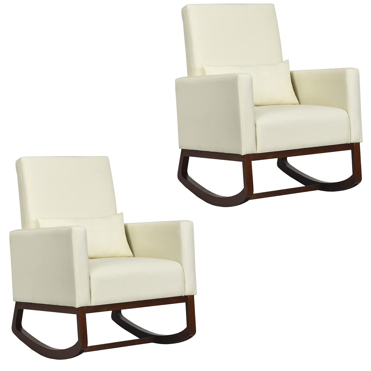 Goflame Upholstered Rocking Chair, Modern High Back Armchair