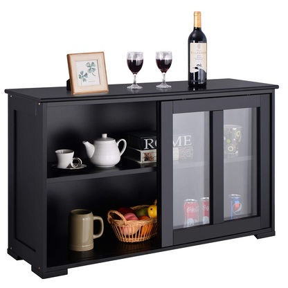Goflame Buffet Sideboard, Wood Credenza with Sliding Doors