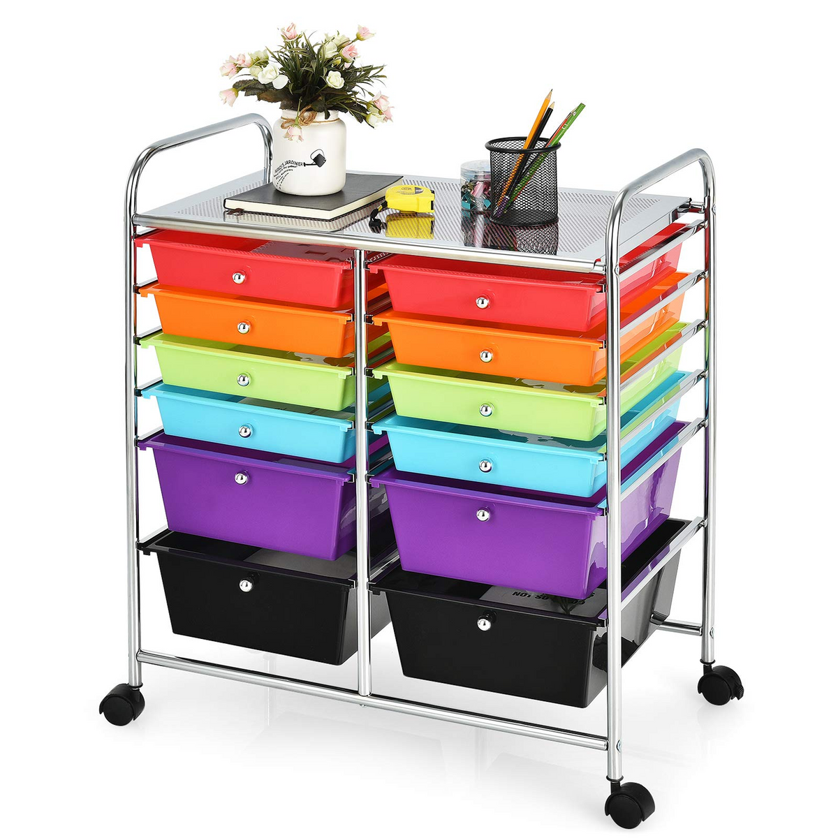 Goflame 12 Drawer Rolling Storage Cart Tools Scrapbook Paper Office School Organizer