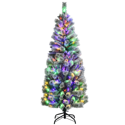 Goflame Snow Flocked Christmas Tree, Premium Hinged Artificial Pine Tree, Remote Controller, Xmas Full Tree for Indoor - GoflameUS