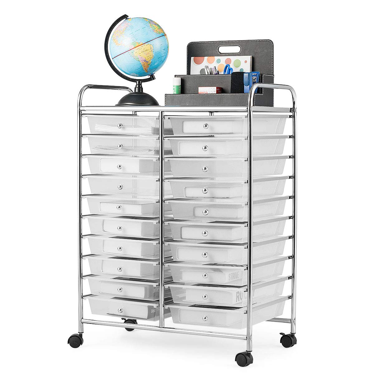 Goflame Storage Drawer Carts, 20-Drawer Organizer, Utility Cart on Wheels