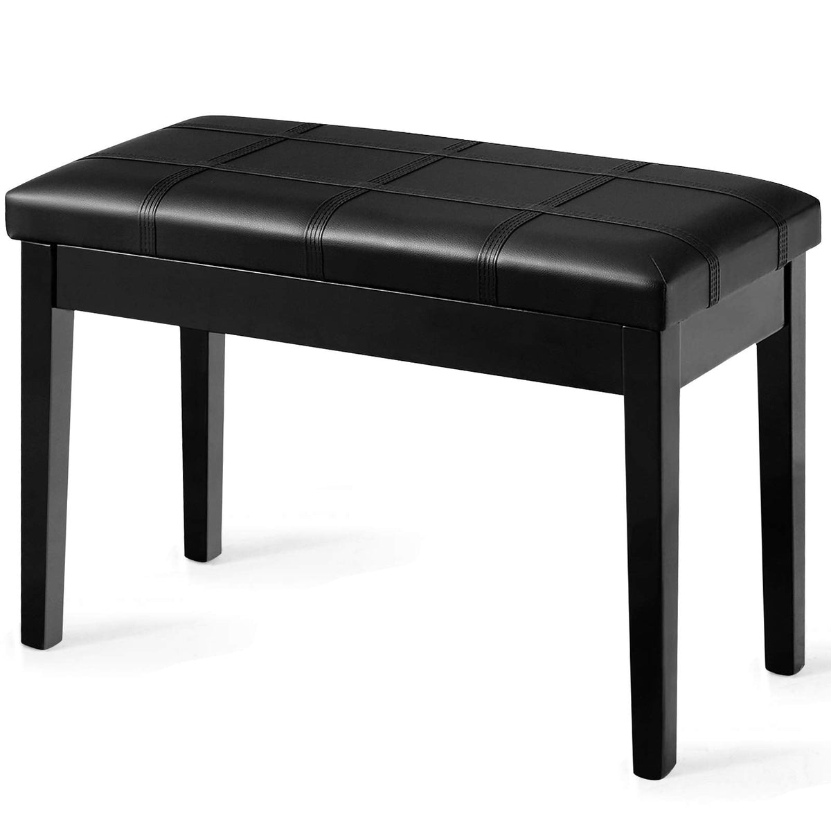 Goflame Wooden Duet Piano Bench with Padded Cushion and Music Storage