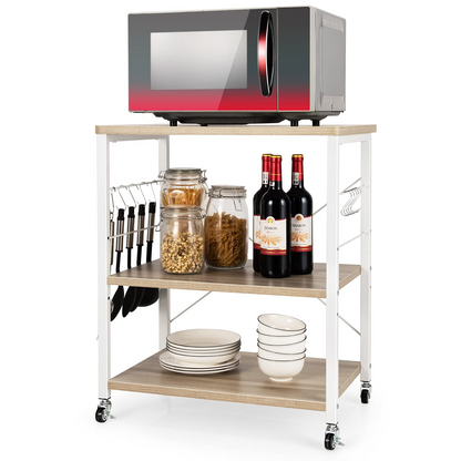 Goflame Kitchen Baker's Rack 3-Tier Microwave Cart on Wheels
