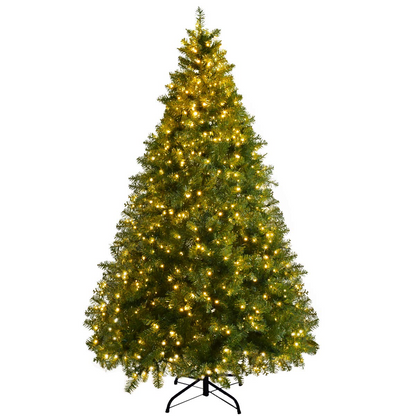 Goflame Pre-Lit Christmas Tree Artificial PVC Spruce Hinged with 560 LED Lights and Solid Metal Legs - GoflameUS
