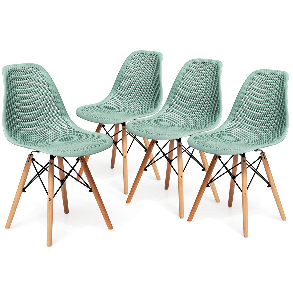 Goflame Set of 2 or 4 Modern Dining Chairs, Shell PP Lounge Side Chairs w/ Mesh Design