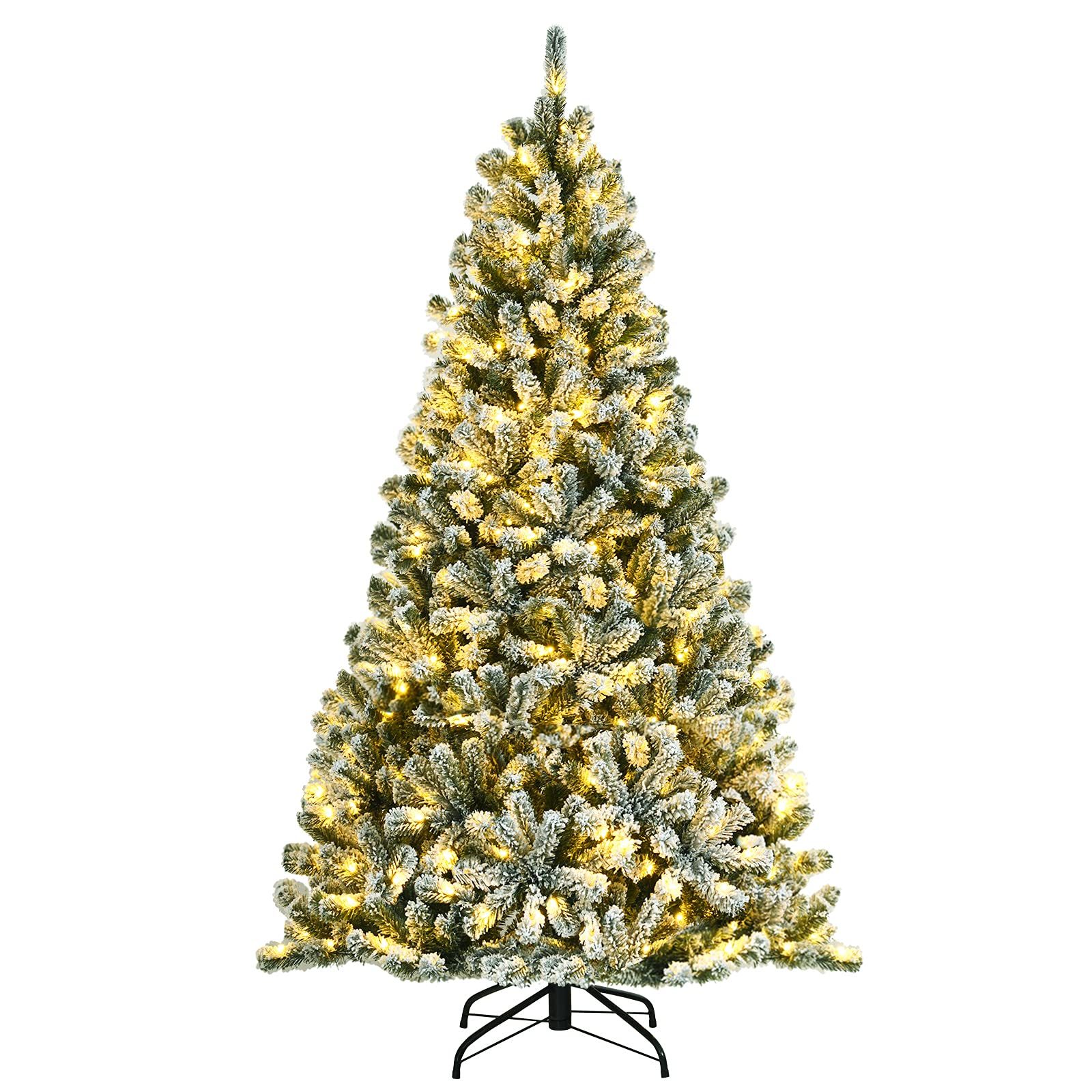 Goflame Snow Flocked Christmas Tree, Artificial Hinged Xmas Tree - GoflameUS